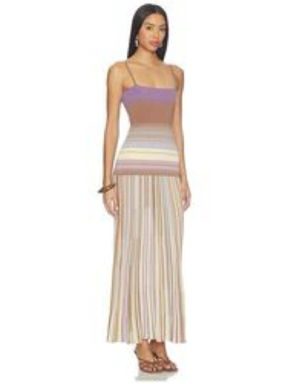 Like New FAITHFULL Esenia Knit Dress in Daniela Stripe Mocha Col. 26 Lilac